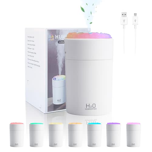 220ML Humidifiers For Bedroom, Portable Humidifier With LED Colorful Gradient Light,Cotton Stick And USB Data Cable. Humidifier Large Room For Travel, Office, Bedroom, Baby Room, Plants, Home,Car