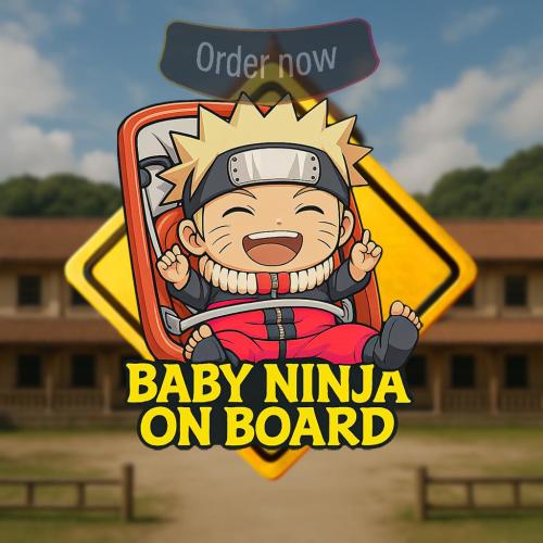 Ninja Baby On Board Car Decal: Anime-Inspired Safety Sign