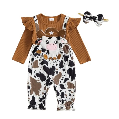 YINGISFITM Newborn Baby Girl Clothes Floral Romper Fack Two Piece Jumpsuit | Floral Romper,Vintage Infant Jumpsuit,Bow Heandband,Baby Girl Clothes Newborn Fall/Winter 0 3 6 9 12 18 Months