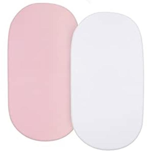 Bassinet Sheets Universal Fit for Oval, Hourglass, Rectangle Bassinet Mattress, 2 Pack 100% Cotton Sheets for Halo Bassinest Swivel, Flex, Luxe Sleeper, Unisex Bassinet Fitted Sheet for Baby