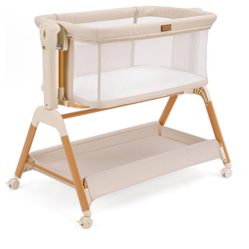 Ezebaby Baby Bassinet Bedside Sleeper: 3-in-1 Rocking Bassinet for Baby - Breathable Full-Mesh Crib with Mattress | 6 Height Adjustable | Portable Crib with Lockable Wheels for Newborns