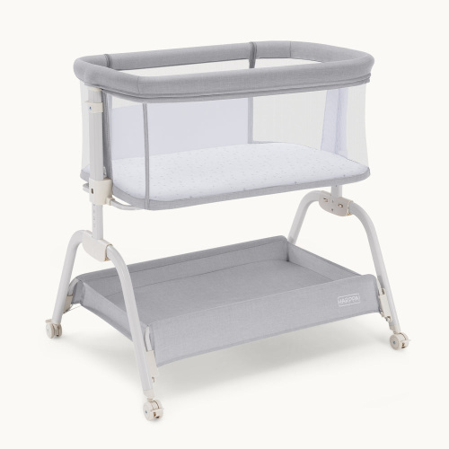 HARPPA Cuddly Lite | 2-in-1 Baby Bassinet & Bedside Sleeper for Newborns with Anti-Reflux Mattress | Adjustable Height, Attaches to Bed, CPSC Certified, Tool-Free Setup & Portable Wheels | Safe Co-Sleeping, Compact Design for Small Spaces, Ideal for Newbo