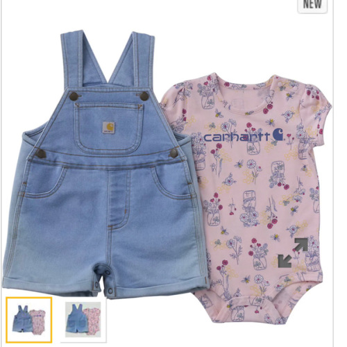 Girls' 2-Piece Short Sleeve Bee Print Bodysuit & Denim Shortall Set (Baby) | Summer Clothes & Accessories | Carhartt