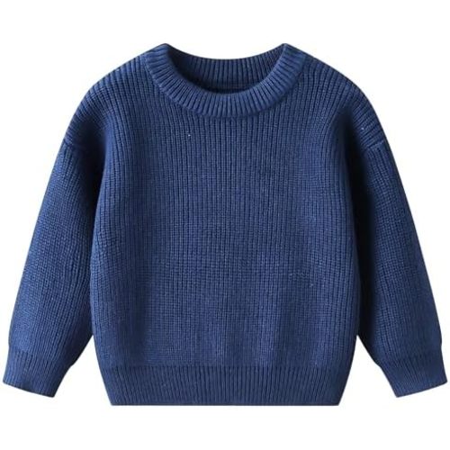 AIWUHE Baby Knit Sweater Toddler Boys Girls Warm Sweater Soild Pullover Round Neck Top Clothes Fall Winter Outfits 6M-6Y