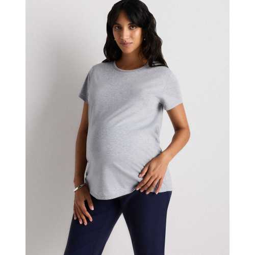 Cotton Modal Maternity Crew Neck Tee (2-pack) in Heather Grey/Olive