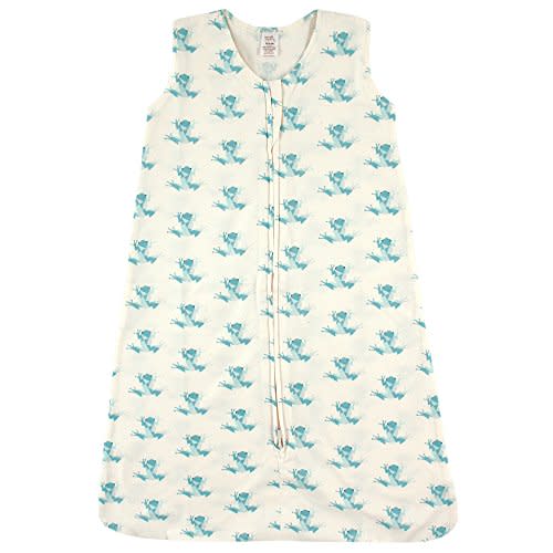 Touched by Nature Unisex Baby Organic Cotton Sleeveless Wearable Sleeping Bag, Sack, Blanket, Geometric Frog, 6-12 Months