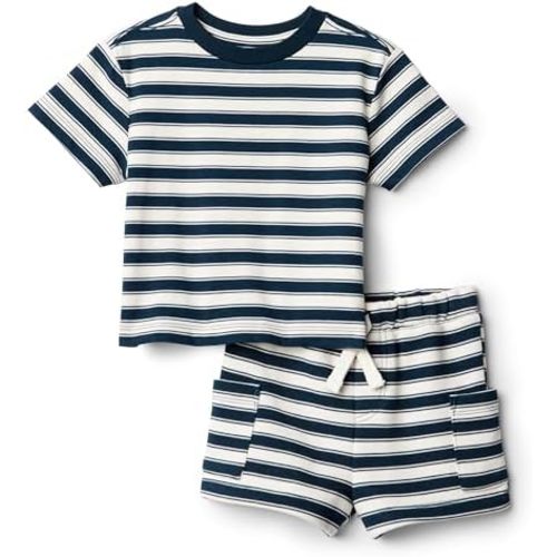 Amazon Essentials x Sofia Grainge Babies, Toddlers, and Boys' T-Shirt and Short Play Set, Multipacks