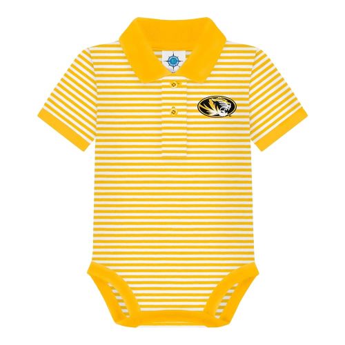 Creative Knitwear College Baby Striped Polo Bodysuit - Team Logo, Multiple Colors, for Boys & Girls (0-12 Months)