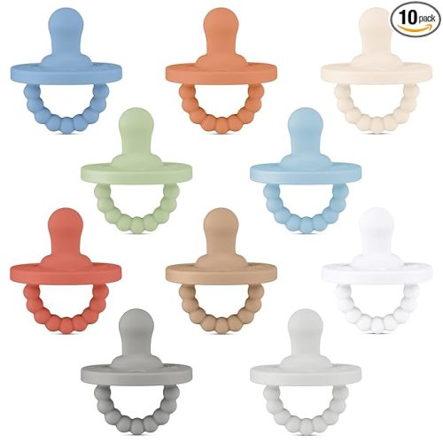 Ryan & Rose Cutie PAT Pacifier Teether 10 Pack Assorted Colors (Canyon (Boy), Flat)
