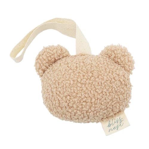 Bliss Nest Pacifier Holder or Multi-Purpose Holder: Teddy Bear Plush - Adorable & Practical Comfort for Babies or Anyone! (Khaki)
