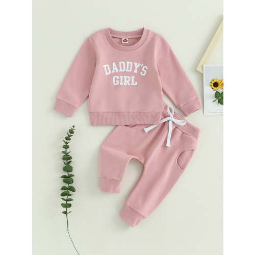 Loicainy Baby Toddler Girls Pants Outfit, 6 12 18 24 Months 2T 3T Letters Print Long Sleeve Crew Neck Sweatshirt with Elastic Waist Sweatpants Fall Clothes Set