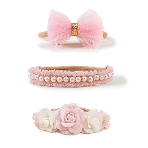 Baby Girls Floral Headbands Set-Flower Crown Elastic Hairband for Newborn Toddler Hair Accessories (Pack of 10)