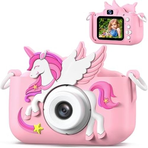 Upgrade Kids Camera for Boys Girls, Toddler Digital Selfie Camera with Cute Protective Cover and SD Card, Christmas Birthday Gifts Toys for 3 4 5 6 7 8 9 10 11 12 Years Old Little Girls and Boys