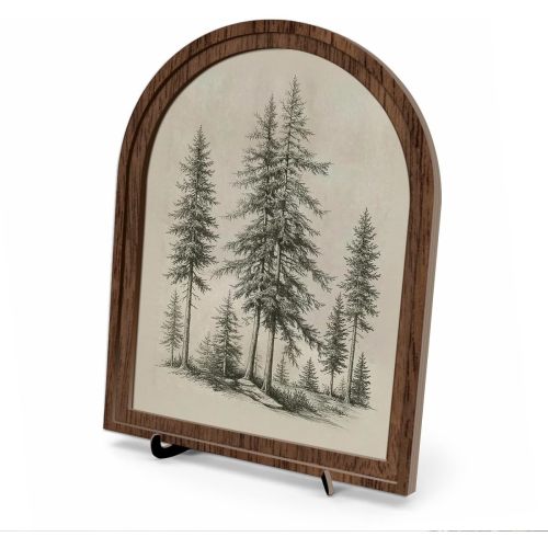 Classic Nature Forest Wood Tabletop Decor, Pine Tree Wall Art, 8 x 10 Inch