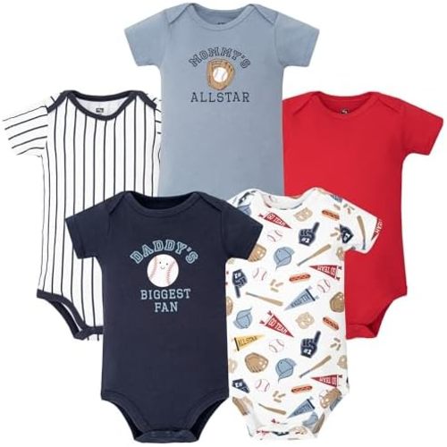 Hudson Baby Infant Boys Cotton Bodysuits 5-Pack