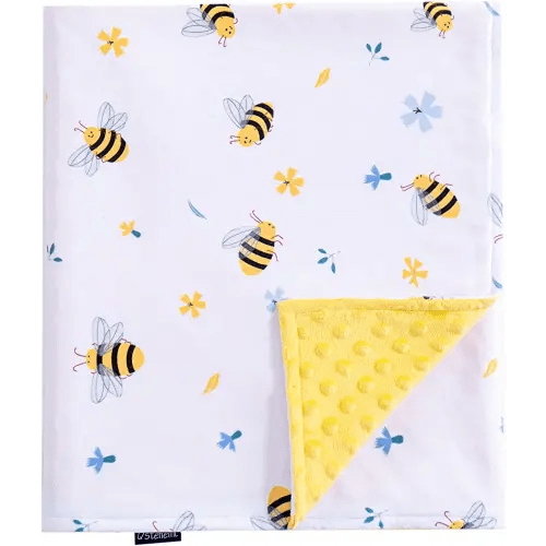 Baby Blankets for Boys Girls, Super Soft Minky Lightweight Bee Blanket with Double Layer Unisex Newborn Travel Yellow Blanket for Toddler Nursery Crib Stroller, 30X40 Inches