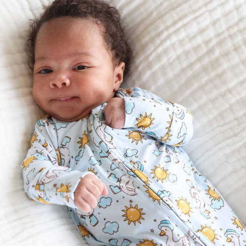 Silly Goose Zipper Footie | Blue