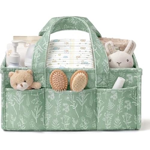 Baby Diaper Caddy Organizer with Handles, Portable Nursery Storage Basket