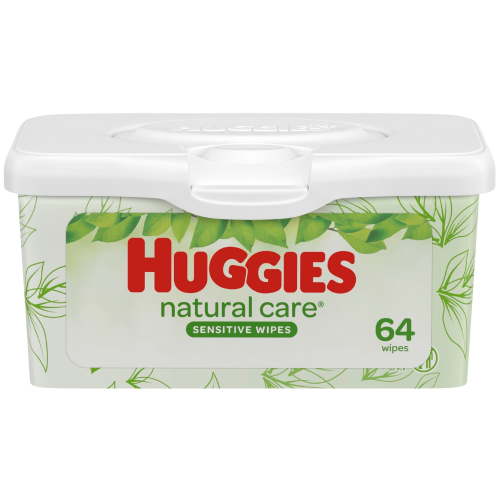 Huggies Natural Care Sensitive Baby Wipes, Unscented, 1 Nursery Tub (64 Wipes Total)