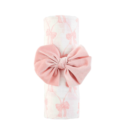 Bow Swaddle and Headband Set | Mud Pie