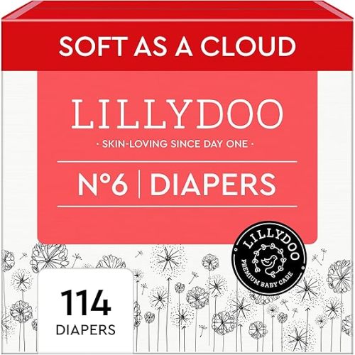 LILLYDOO Baby Diapers - Size 1 (4+ lbs), Monthly Supply (144 Count), Leak Protection, Skin-Friendly, Ultrasoft, Perfume- & Chlorine-Free, Hypoallergenic, Dermatologist Tested, Oeko-TEX®