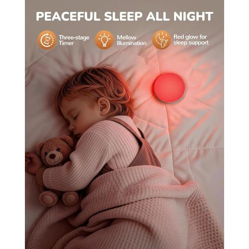 Baby Night Light for Car Seat, Portable Travel Egg Light for Strollers | rechargeable battery, ultra-long battery life, red light sleep mode, timer shutdown