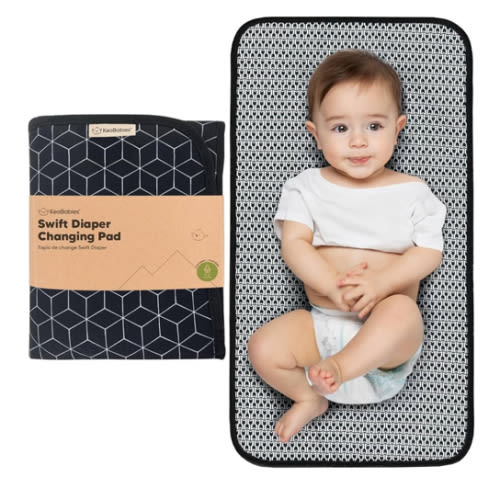 KeaBabies Portable Diaper Changing Pad, Easy Wipe Clean - Foldable Waterproof Baby Changing Mat for Diaper Bag, Compact, Lightweight, 25x13 Newborn, Infant, Baby Changer Travel Essential (Black Geo)