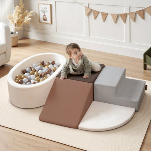 Benarita SoftPark 6Pcs Foam Climber with Ball Pit, Soft Play, Foam Climbing Blocks for Toddlers | Wayfair