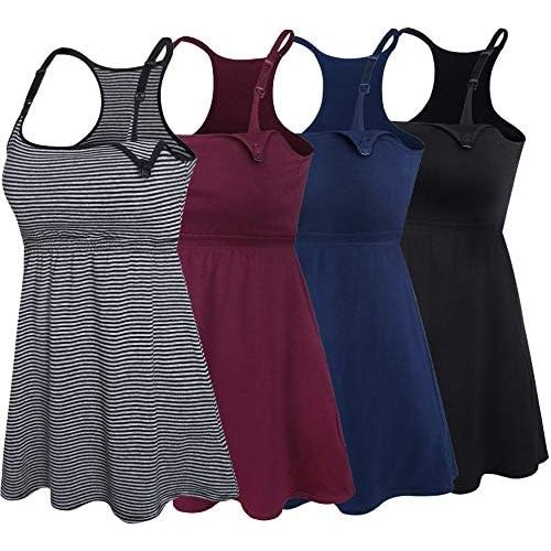 Cotton Maternity Nursing Tank Tops with Bralette Breastfeeding Shirts Pregnancy Clothes