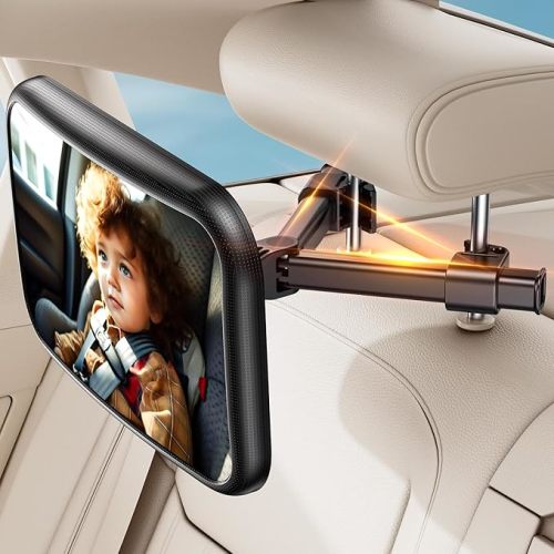 Baby Car Mirror for Car Seat Safely Mirror Hook Clip Design for Rear Facing Infant Newborn 360° Rotation Baby Backseat Mirror with Wide Clear View, Shatterproof, Easy Install Baby Essentials