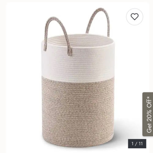 Cheer Collection Large Woven Cotton Laundry Hamper with Handles Stylish Storage Basket for Clothes Toys and Blankets