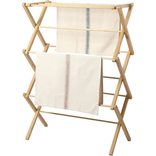 Gibson Home Clothes Drying Rack, Foldable Expandable Laundry Rack, Bamboo