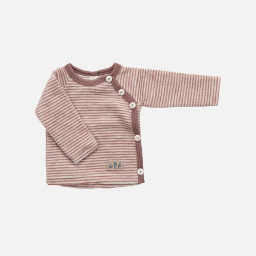 Baby Merino Wool Brushed Terry Wrap Cardigan - Mauve/Natural – MamaOwl