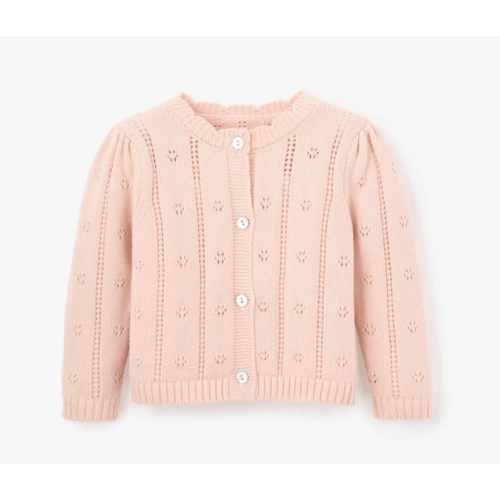 Pale Pink Pointelle Knit Baby Cardigan