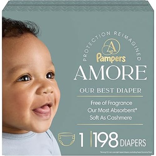 Pampers AMORE, Size 1, Our Best Diaper, 1 Pack (Count of 198)