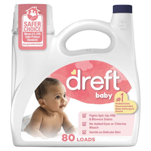 Dreft Newborn Baby Laundry Detergent, Hypoallergenic, Sensitive Skin, 80 Loads, 105 fl oz