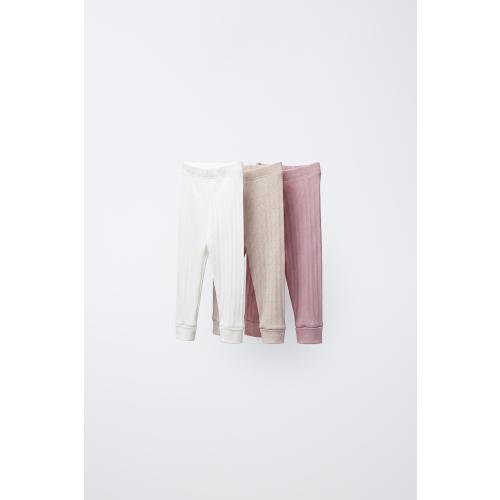 THREE-PACK POINTELLE LEGGINGS - Pink