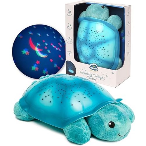 Cloud b Comforting Nightlight Star Projector w/ Soothing Sounds | Gentle Brightness | 3 Colors | Auto-Shutoff | Twinkling Twilight Turtle Aqua