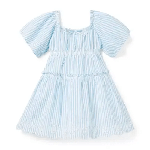 Girl Lotus Blue Stripe Striped Seersucker Dress by Janie and Jack