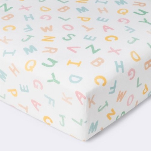 Fitted Crib Sheet Alphabet - Cloud Island™ Pink/Green/Yellow