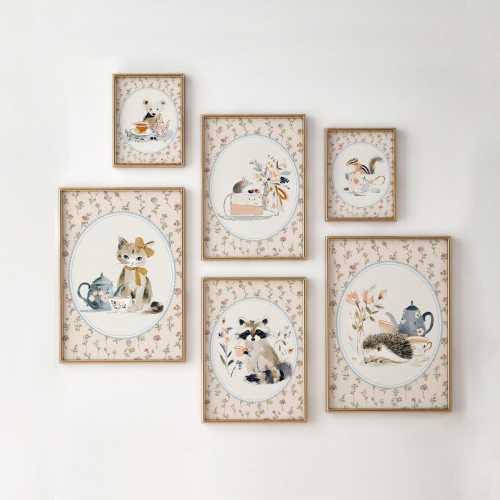 Cottagecore Nursery Prints: Vintage Woodland Animal Art Set of 6