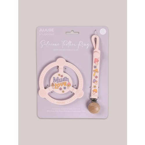 Silicone Teether Ring & Detachable Clip - Mushy Love
