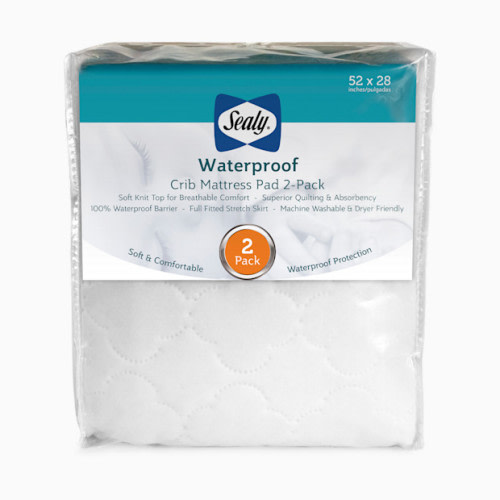 Sealy Waterproof Fitted Crib Mattress Pad (2 Pack) - Quilted Waterproof