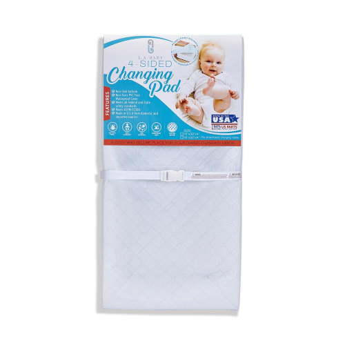 LA Baby 4-Sided Waterproof Diaper Changing Pad, 30" with Easy to Clean Quilted Cover