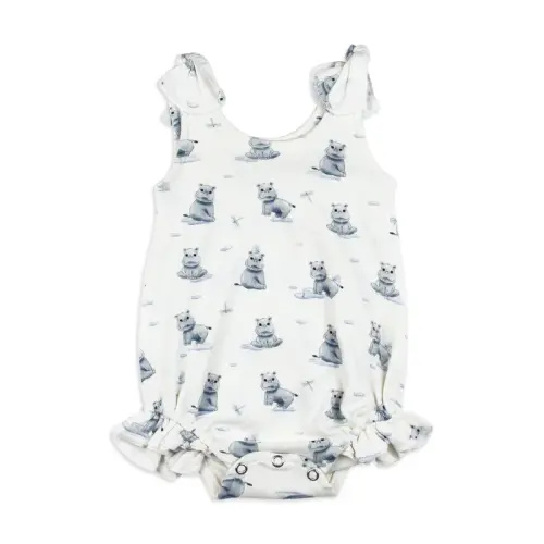 Baby Hippo | Organic Bowtie Shoulder Bodysuit 0-3m