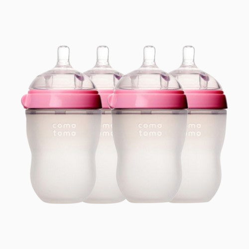 Comotomo Natural Feel Silicone Baby Bottles - Pink, 8 Oz, 4