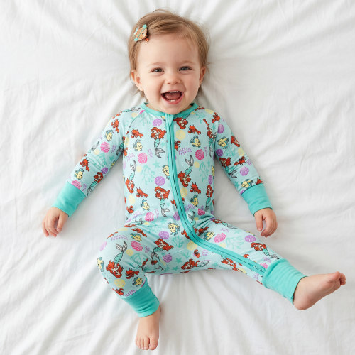 Mermaid And Flounder Bamboo Zipper Romper Pajamas – FancyPrince