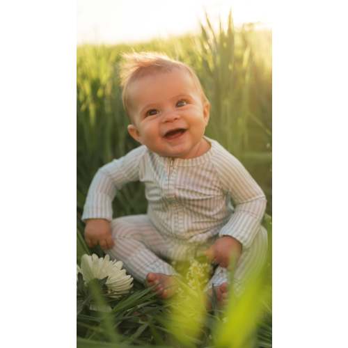 Infant Romper in Meadow Bloom Pin Stripe