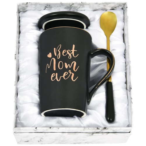 Gifts for Mom - Best Mom Ever Coffee Mug, Mom Gifts for Mothers Day, Birthday Gifts, Christmas Gifts, Mom Gifts, Futtumy 14 fl oz Black Coffee Mugs Ceramic Mug Tea Cup