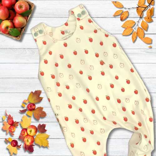 Apple Harvest Romper, Gender Neutral, Fall Outfit 100% Organic Cotton, Sizes 3-6 and 6-9 Fall Outfit, Baby Shower Gift, Ready to Ship